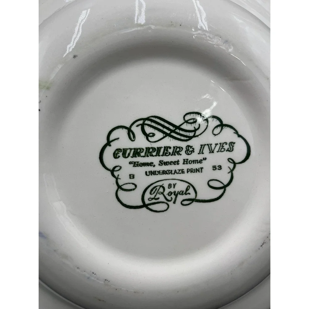 Royal Currier and Ives Serving Bowl: Home Sweet Home Blue